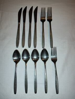 11pc Ekco Eterna CORSAIR Japan Stainless Flatware Set Mid Century Modern MCM